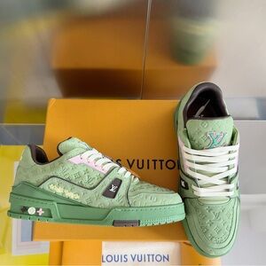 Louis Vuitton Green Monogram Embossed Sneakers